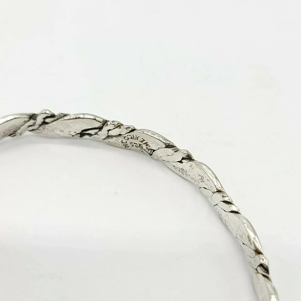 Mexican Made .925 Sterling Silver Braided Bangle Bracelet 15 grams Vintage - Picture 4 of 7